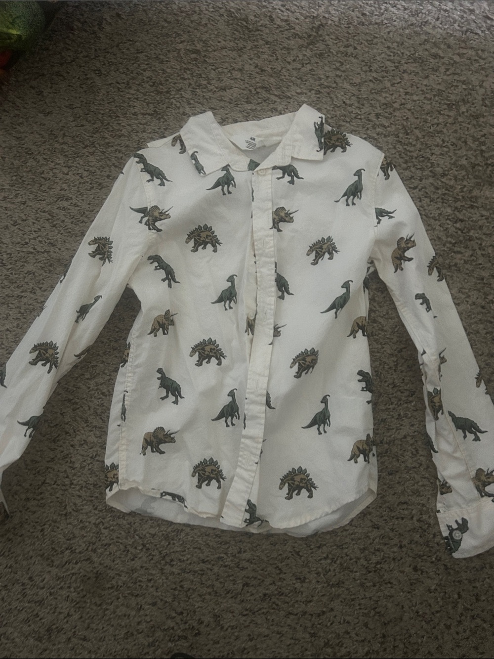 H&M Dinosaur print Button-Down Shirt with boys size 8 worn once for a hour
